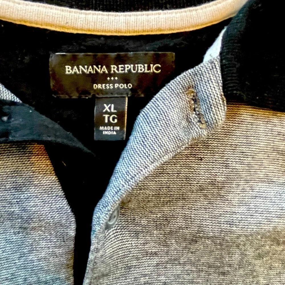 ✅Very nice Banana Republic dress polo shirt classic black/gray Men’s XL. SOFT!